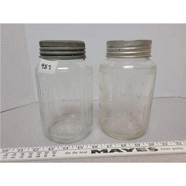 2 vintage Nabob jars with maple leaf lids