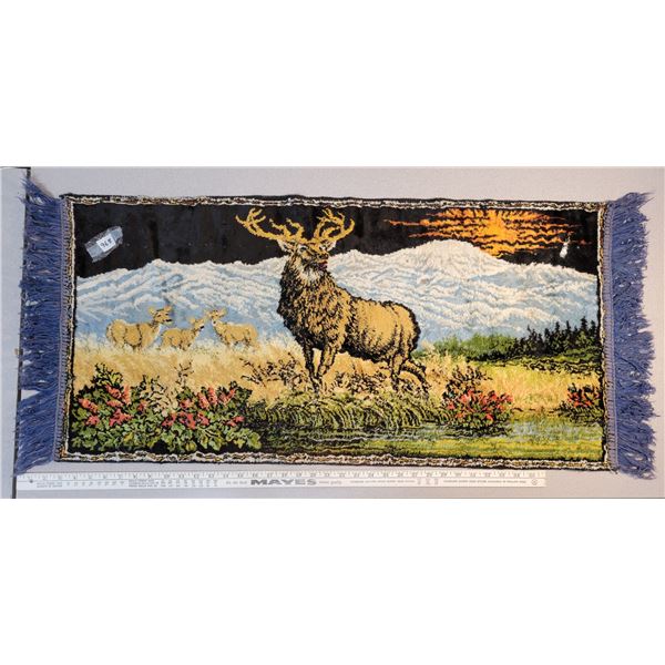 Vintage Elk stag velvet tapestry 39 X 19
