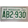 Image 1 : 1969 Missouri license plate