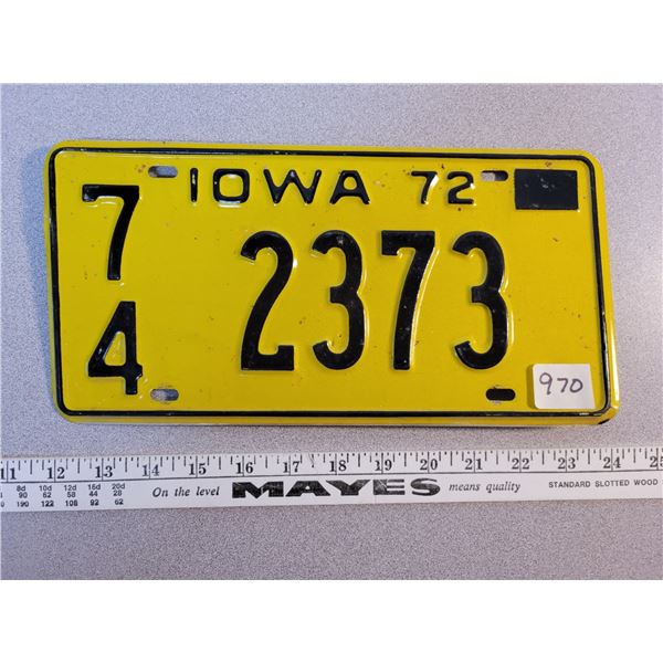 1972 Iowa license plate