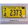 Image 1 : 1972 Iowa license plate