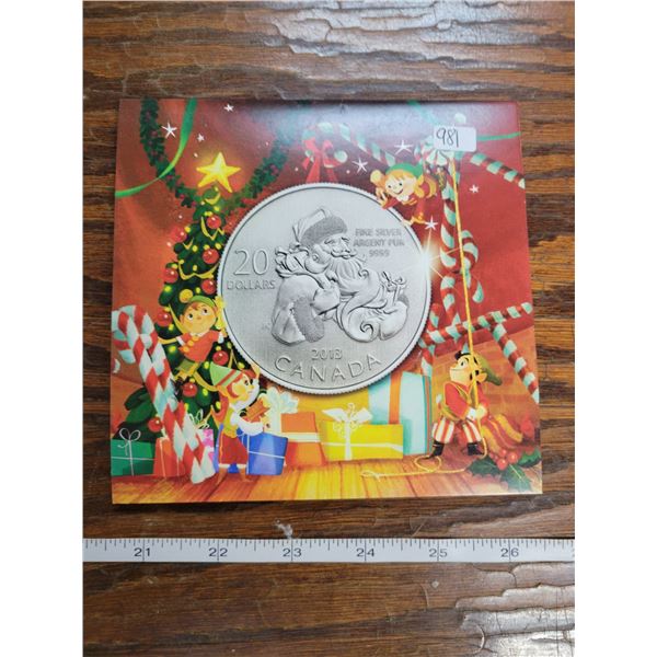 2013 Santa Silver $20. .9999 pure silver. In folder of issue.