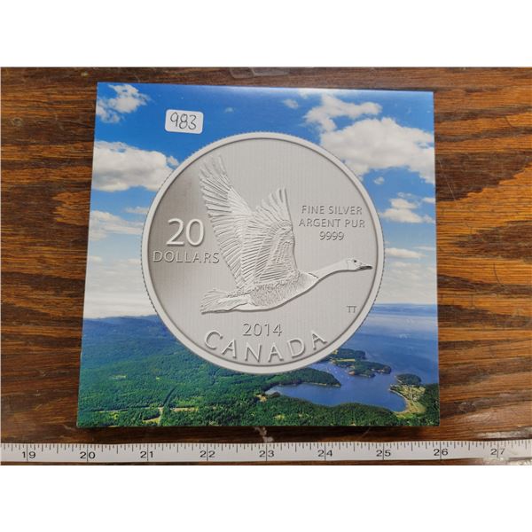 2014 Canada Goose Silver $20. .9999 pure silver. In folder of issue.