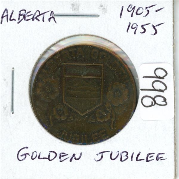 Alberta. 1905 – 1955 Golden Jubilee Medal. Reverse: Presented to Alberta School Children to Commemor