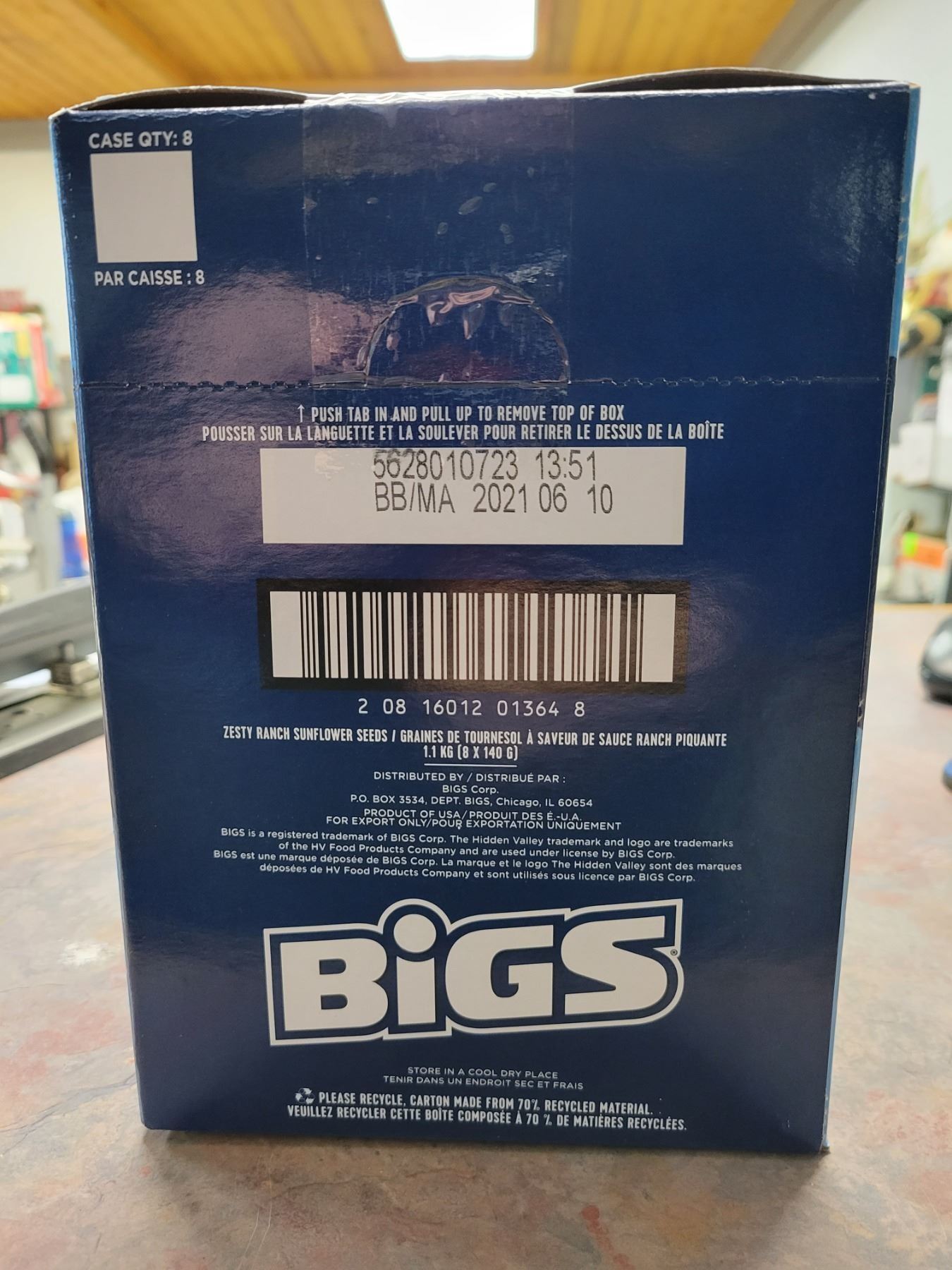 8 bags BIGS ranch flavored sunflower seeds (BB dated 2021 06 16)