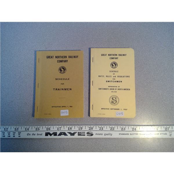 Great Northern Railway Co rates/regs for Switchmen and Trainmen, 1952 and 1957