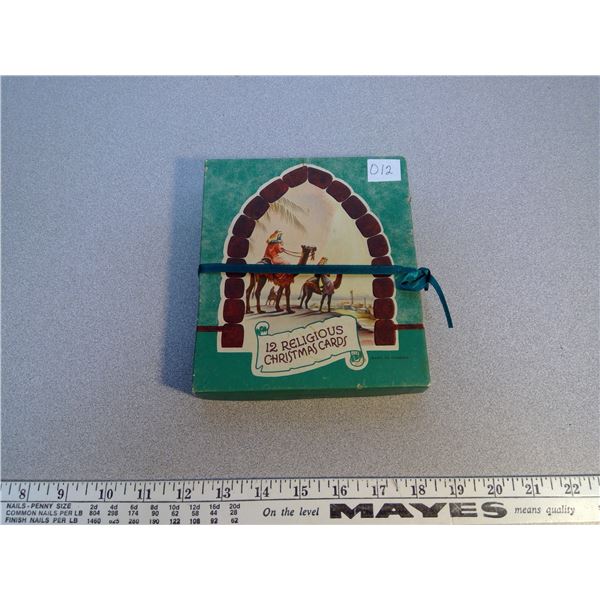 Vintage box and 24 religious themed Christmas cards