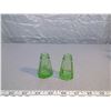 Image 2 : Green depression glass salt and pepper, no lids