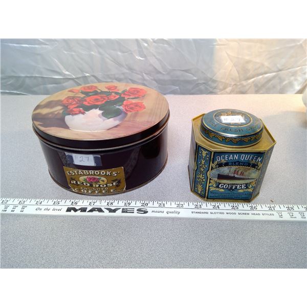 Red Rose Coffee tin and Ocean Queen Blend coffee tin
