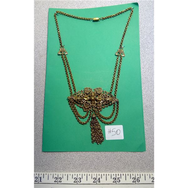 50. Bronzed European design bib necklace
