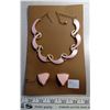 Image 1 : 51. Pink Thermoset necklace and clip earrings, Triad