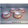 Image 1 : 63. Pyrex cups and saucers, Flamingo pink trims (4)
