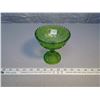 Image 1 : 108. Green pressed glass footed candy dish, Diamond Sunbursts pattern circa 1894