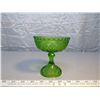 Image 2 : 108. Green pressed glass footed candy dish, Diamond Sunbursts pattern circa 1894