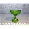 Image 3 : 108. Green pressed glass footed candy dish, Diamond Sunbursts pattern circa 1894
