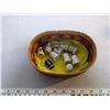 Image 3 : 272. Sweet grass sewing basket, 7” with assorted thimbles