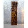 Image 1 : 332.Wooden carved wall plaque, Moose hunting scene 31” x 8”