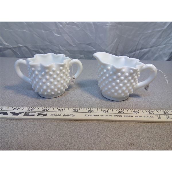 377. Fenton Hobnail cream and sugar