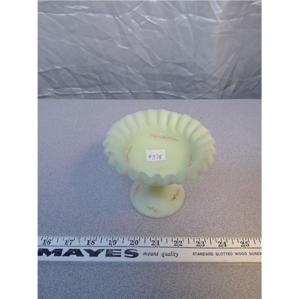 378. Fenton candy dish, marked Fenton, and Hand painted by M. G. Metzger