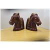 Image 1 : Pair of brown horse head book ends