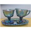 Image 1 : Blue cream & sugar & tray - grape & ivy pattern
