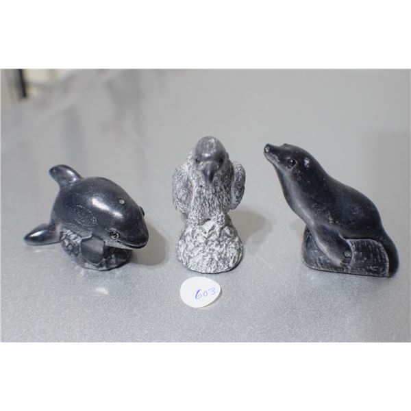 3 X Wolf Original Inuit Figures