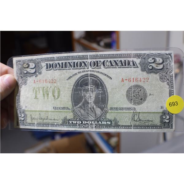 Rare 1923 King Edward 2 Dollar Bank Note