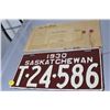 Image 1 : 1930 Saskatchewan License Plate - Near Mint/envelope