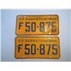 Image 2 : 2 1963 Orange/Blue Saskatchewan Matching License Plates - F50-875