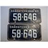 Image 2 : 2 1960 Black/White Saskatchewan Matching License Plates