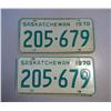 Image 2 : 2 1970 Saskatchewan Matching License Plates