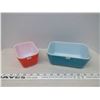 Image 1 : 2 Coloured Pyrex Square Dishes, 6.5"x4" & 4x3"
