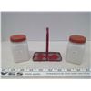 Image 3 : Milk Glass Salt & Pepper Shakers w/ Holder, Plastic Rolling Pin w/ Wood Handles