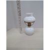 Image 2 : Milk Glass Oil Lamp w/ Chimney, Chimney Damaged