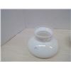 Image 4 : Milk Glass Oil Lamp w/ Chimney, Chimney Damaged