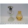 Image 3 : Vintage Oil Lamp, Small Glass Chimney (Not Matching Pieces)