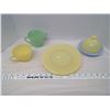 Image 1 : 6pc. - 2 Yellow Plates 8", Butter/Cheese Plate, Cover, Tea Cup, Sugar Bowl