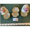 Image 2 : SET OF 3 BONE CHINA FABERGE EGGS/PURSE.  VINTGAGE DESIGNS AND OPEN FOR STORAGE