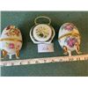 Image 3 : SET OF 3 BONE CHINA FABERGE EGGS/PURSE.  VINTGAGE DESIGNS AND OPEN FOR STORAGE