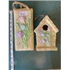 Image 1 : SET OF 2 OUTDOOR ART BIRDHOUSE AND FLOWER/TULIP PLAQUE