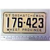 Image 1 : 1957 Sask License Plate