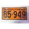 Image 1 : 1939 Sask License Plate