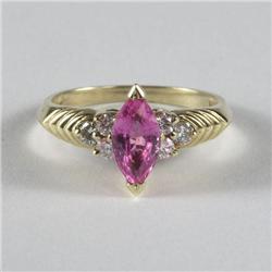 PINK SAPPHIRE AND DIAMOND LADY'S RING IN 14K GOLD