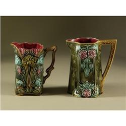 FRENCH MAJOLICA FRIE ONNAING PITCHERS