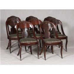 SET OF EIGHT EMPIRE REVIVAL BARREL BACK CHAIRS