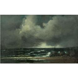 OIL PAINTING STORMY SEA SIGNED ''THOMAS'' ITALIAN FR