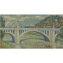 OIL PAINTING IMPRESSIONISTIC FRENCH SCHOOL BRIDGE
