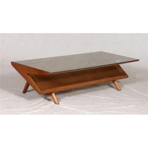 MODERN COFFEE TABLE WITH ANGLED MAGAZINE RACK