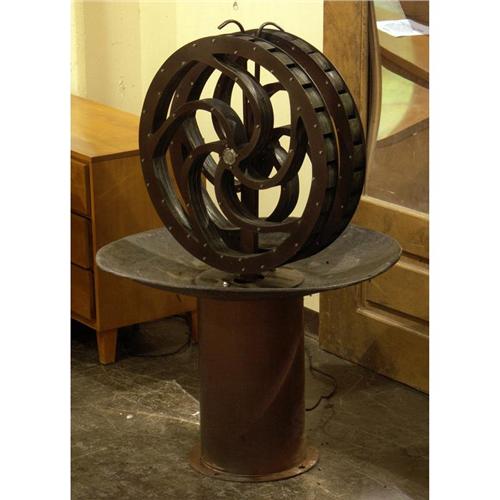 KINETIC WATER WHEEL SCULPTURE ANDREW CARSON GARDEN