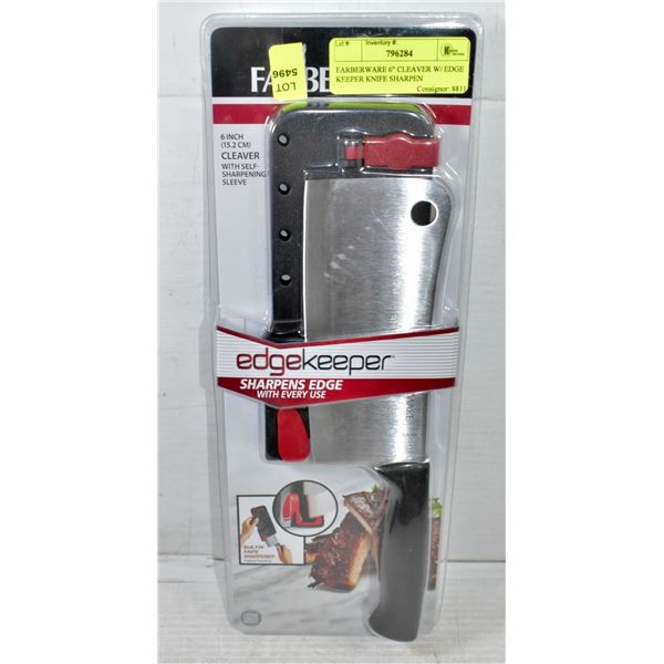 FARBERWARE 6" CLEAVER W/ EDGE KEEPER KNIFE SHARPEN